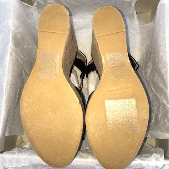 Forever 21 6 inch High Wedge Cork Platform Sandals Black Size 8 NWT - Picture 5 of 14